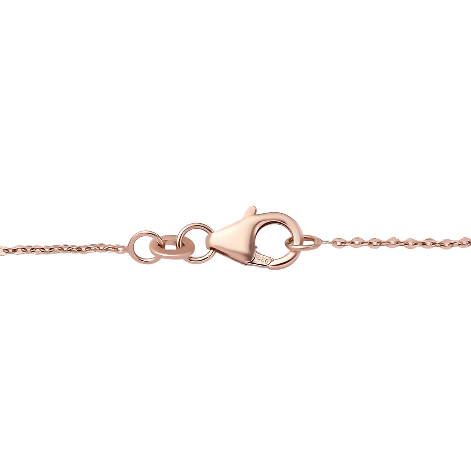 Premium Mozambique Ruby and White Zircon Floral Pendant Necklace 20 Inches in Vermeil Rose Gold Over Sterling Silver 1.50 ctw