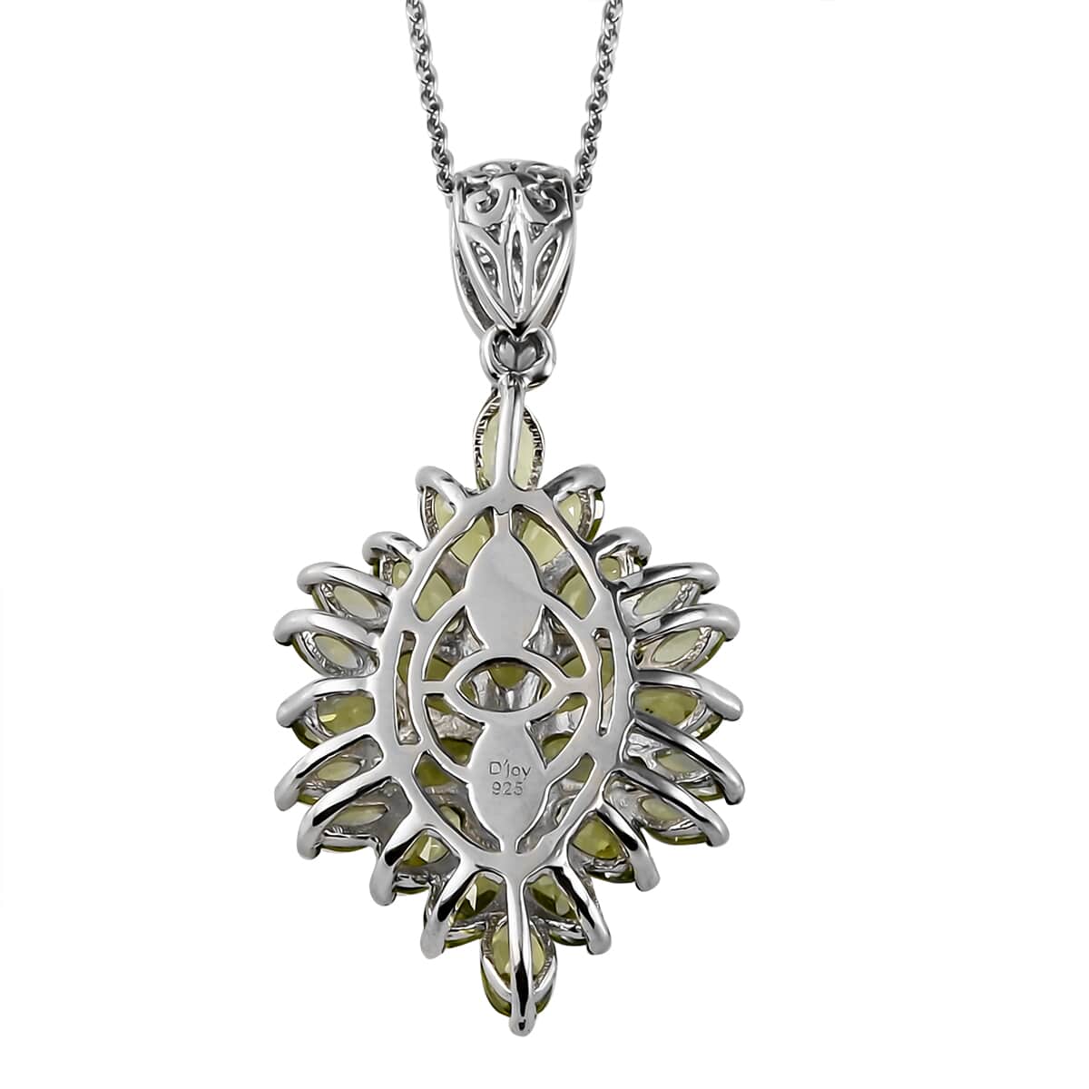 Arizona Peridot Floral Spray Pendant Necklace 20 Inches in Platinum Over Sterling Silver 5.40 ctw image number 4