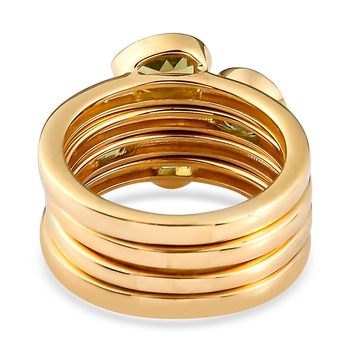 Set of 4 AMERICAN Natural Arizona Peridot Stackable Ring in Vermeil Yellow Gold Over Sterling Silver (Size 6.0) 7.35 Grams 1.90 ctw image number 5