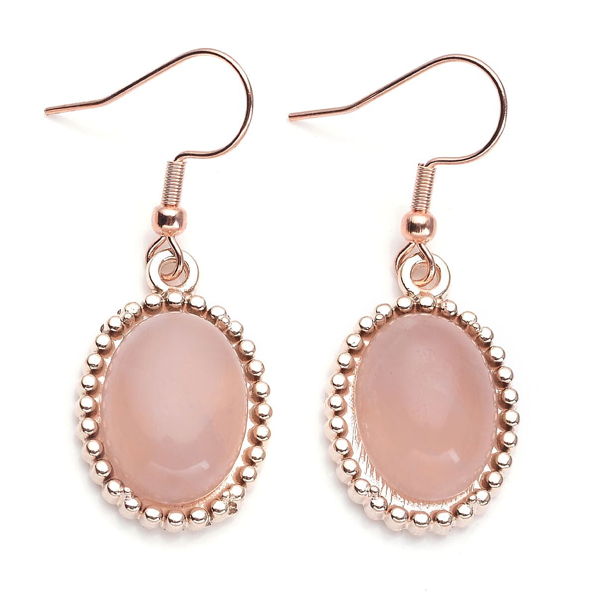 Galilea Rose Quartz 5 Stone Bracelet (7.50-9.0In) and Dangle Earrings in Rosetone 70.00 ctw