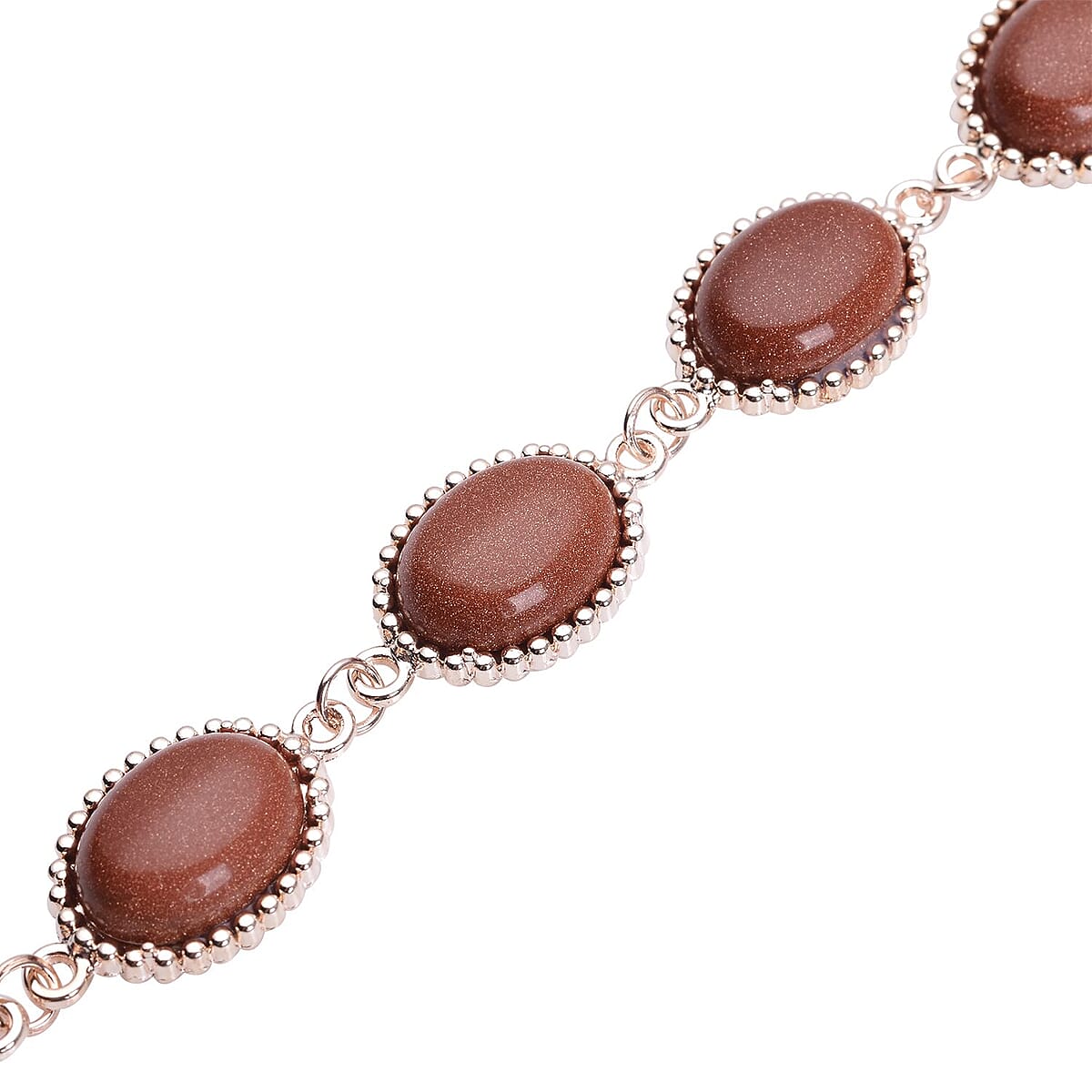 Gold Sandstone 5 Stone Bracelet (7.50-9.0In) and Dangle Earrings in Rosetone 70.00 ctw image number 3