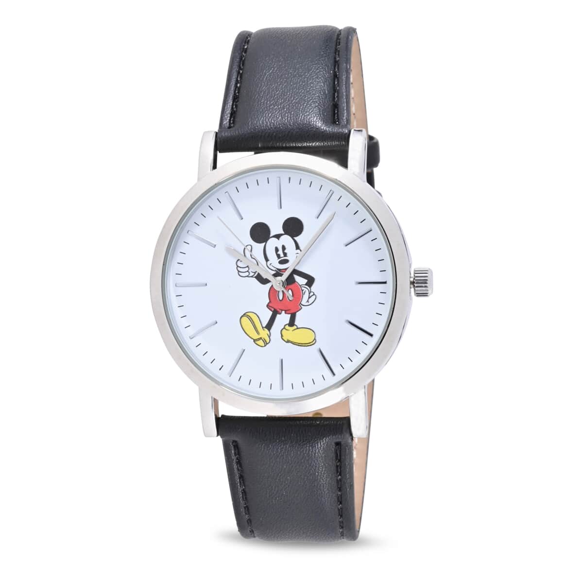 DISNEY Set of 2 Japanese Movement Mickey and Minnie Watch with Black Vegan Leather (44mm, 7-9) & Red Vegan Leather (34mm, 6-8) image number 3