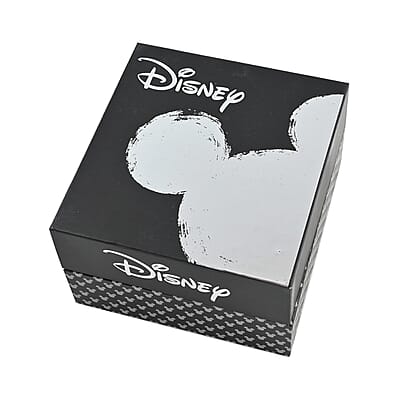 DISNEY Set of 2 Japanese Movement Mickey and Minnie Watch with Black Vegan Leather (44mm, 7-9) & Red Vegan Leather (34mm, 6-8)
