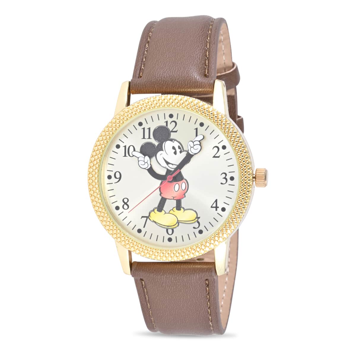 DISNEY Set of 2 Japanese Movement Mickey and Minnie Hands Watch with Brown Vegan Leather (42mm, 7-9) & Tan Vegan Leather (32mm, 6-8) image number 3