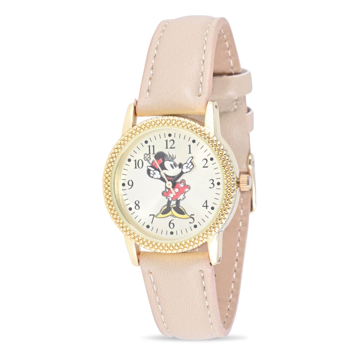 DISNEY Set of 2 Japanese Movement Mickey and Minnie Hands Watch with Brown Vegan Leather (42mm, 7-9) & Tan Vegan Leather (32mm, 6-8) image number 4