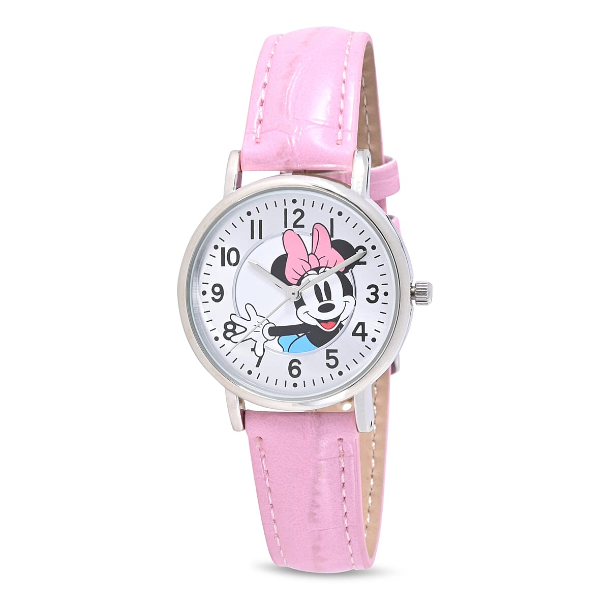 DISNEY Set of 2 Japanese Movement Mickey and Minnie Watch with Black Vegan Croc Leather (44mm, 7-9) & Pink Vegan Croc Leather (34mm, 6-8) image number 3