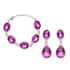 Simulated Pink Sapphire and Austrian Crystal Link Bracelet (7.0-9.0In) and Earrings in Rosetone image number 0