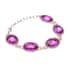Simulated Pink Sapphire and Austrian Crystal Link Bracelet (7.0-9.0In) and Earrings in Rosetone image number 2