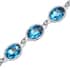 Simulated Blue Topaz and Austrian Crystal Link Bracelet (7.0-9.0In) and Earrings in Silvertone image number 3