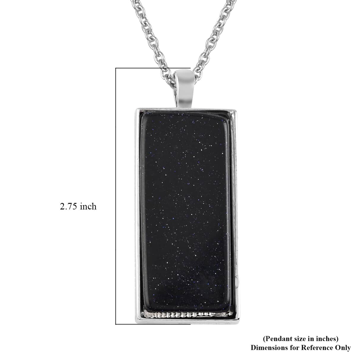Blue Sandstone Dogtag Pendant Necklace 24 Inches in Silvertone & Stainless Steel 10.00 ctw image number 5