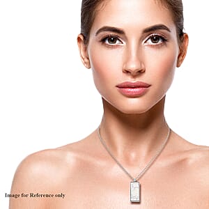 White Howlite Dogtag Pendant in Silvertone with Stainless Steel Necklace 24 Inches 10.00 ctw