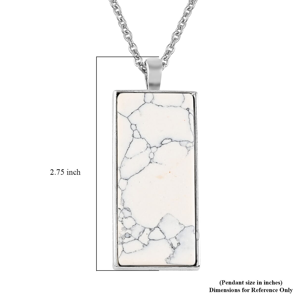 White Howlite Dogtag Pendant in Silvertone with Stainless Steel Necklace 24 Inches 10.00 ctw image number 5
