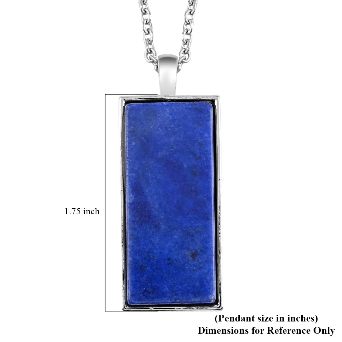 Lapis Lazuli 10.00 ctw Dogtag Pendant in Silvertone with Stainless Steel Necklace 24 Inches image number 5