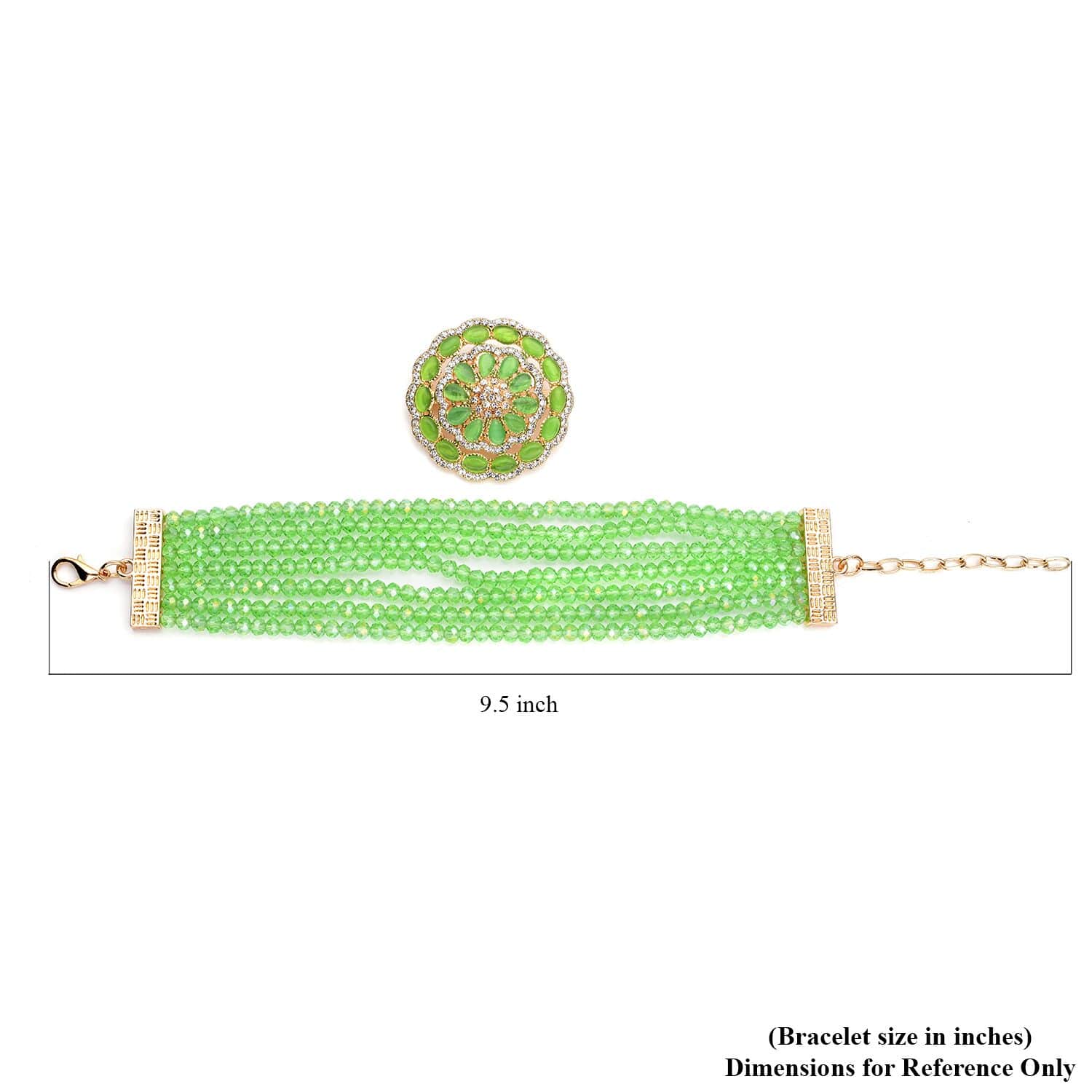 Buy Green Magic Color Glass and Crystal Beaded Multi Strand
