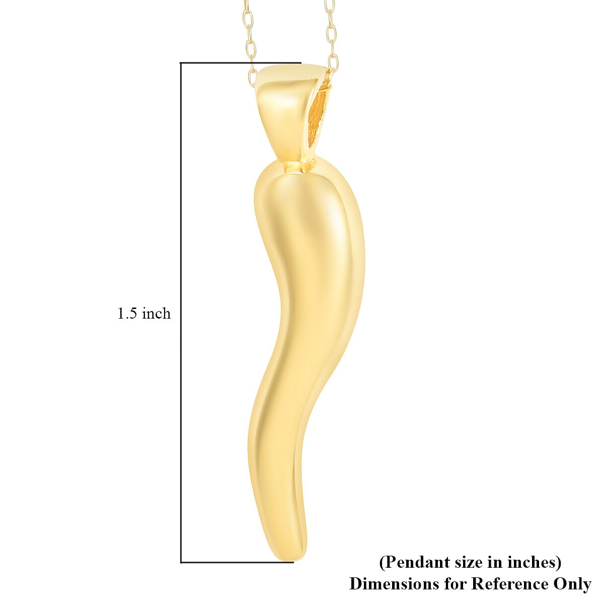 Italian 14K Yellow Gold Over Sterling Silver Horn Pendant Necklace 18 Inches 1.75 Grams image number 5