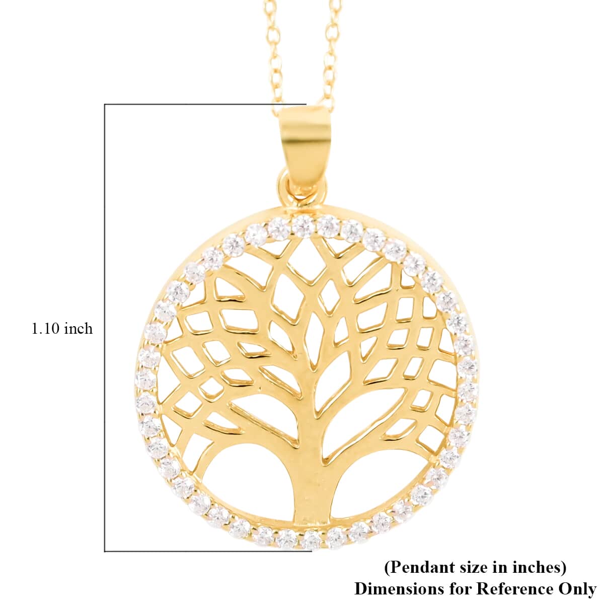 Buy Italian Simulated Diamond Tree of Life Pendant Necklace 18