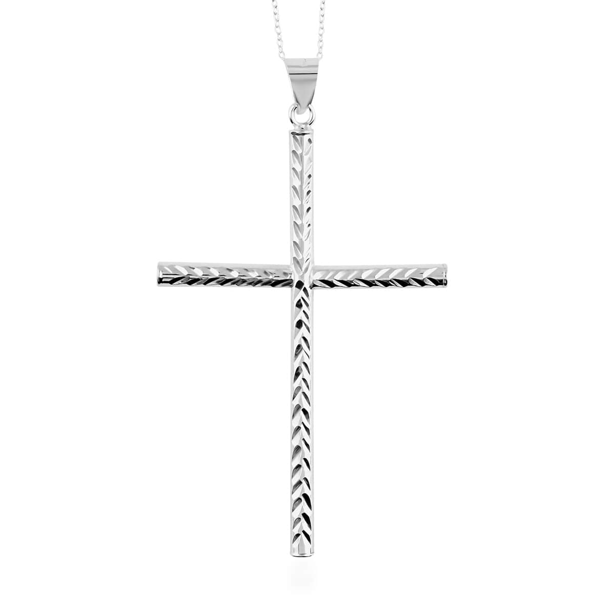 Sterling Silver Cross Pendant Necklace 18 Inches 3.30 Grams image number 0