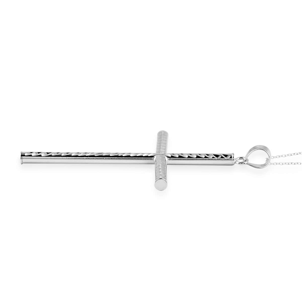 Sterling Silver Cross Pendant Necklace 18 Inches 3.30 Grams image number 3