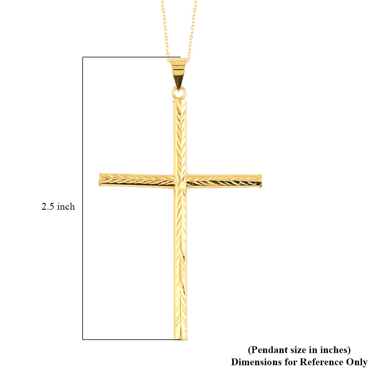 14K Yellow Gold Over Sterling Silver Cross Pendant Necklace 18 Inches 3.30 Grams image number 5