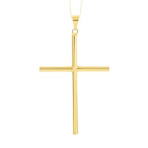 14K Yellow Gold Over Sterling Silver Cross Pendant Necklace 18 Inches 3.75 Grams