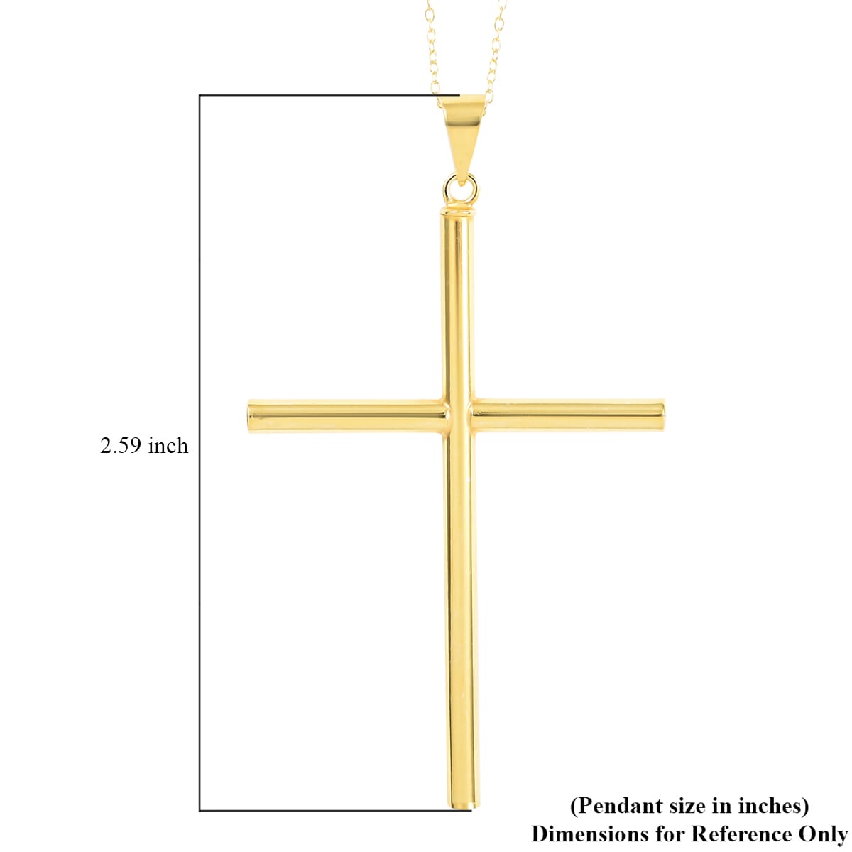 14K Yellow Gold Over Sterling Silver Cross Pendant Necklace 18 Inches 3.75 Grams image number 5
