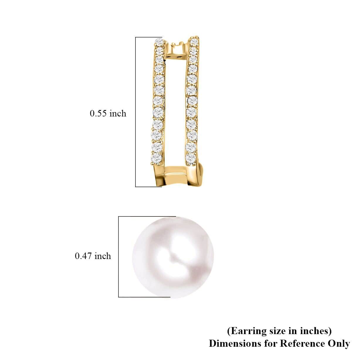 Set of 2 White Shell Pearl and Simulated Diamond Multi Ways Wearable Earrings in Goldtone image number 5