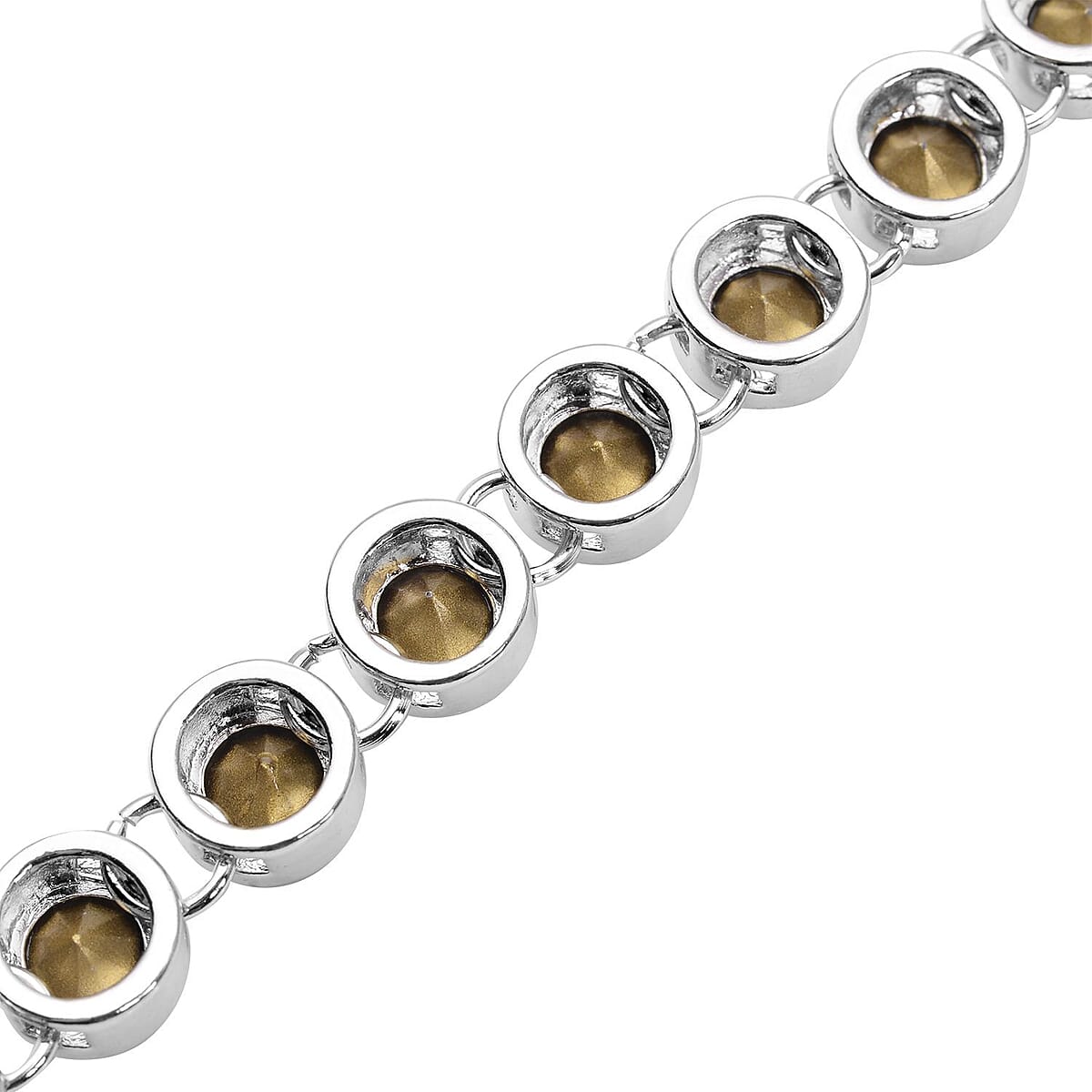 Austrian Crystal Tennis Bracelet (7.50-9.50In) and Stud Earrings in Silvertone image number 4