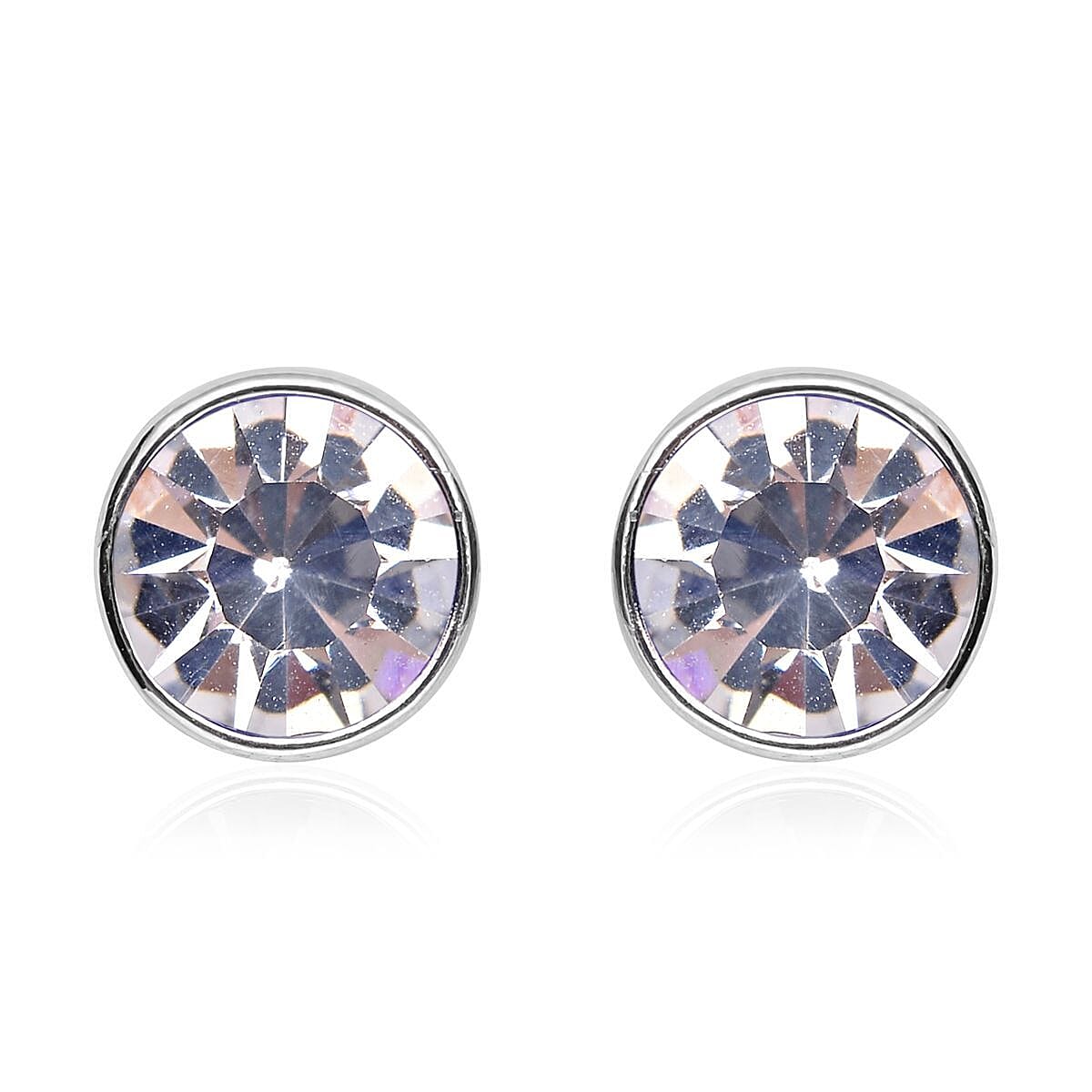 Austrian Crystal Tennis Bracelet (7.50-9.50In) and Stud Earrings in Silvertone image number 6