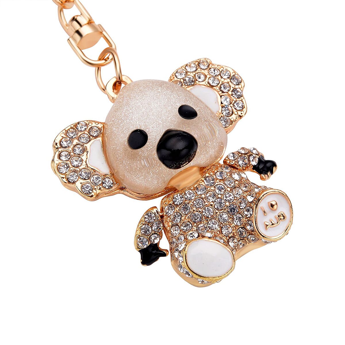 Set of 3 Multi Color Austrian Crystal, Resin, Enameled Bear, Dog and Dragon Keychain in Goldtone, Cute Keychains, Key Holders, Key Rings, Cool Keychains image number 4