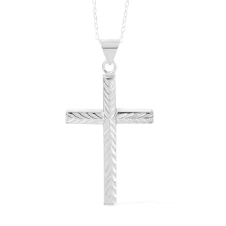 Italian Sterling Silver Cross Pendant Necklace 18 Inches 2.30 Grams image number 0