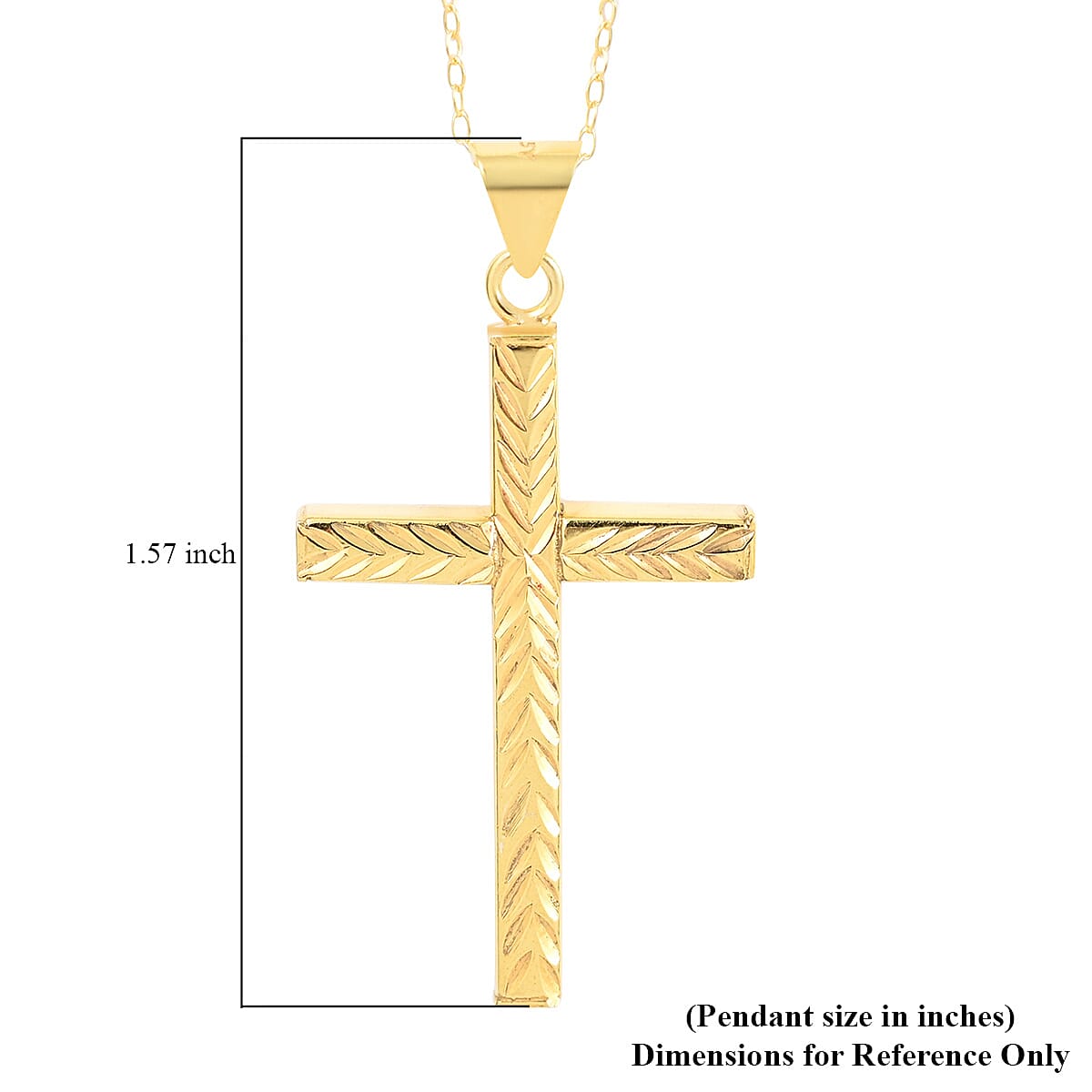 Italian 14K Yellow Gold Over Sterling Silver Cross Pendant Necklace 18 Inches 2.30 Grams image number 5