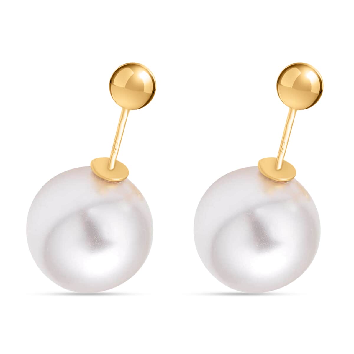 Cheryl Exclusive Pick White Shell Pearl and Simulated Diamond Set of 3 J-Hoop, Drop & Stud Interchangeable Earrings in 14K Yellow Gold Over Sterling Silver 0.65 ctw image number 4