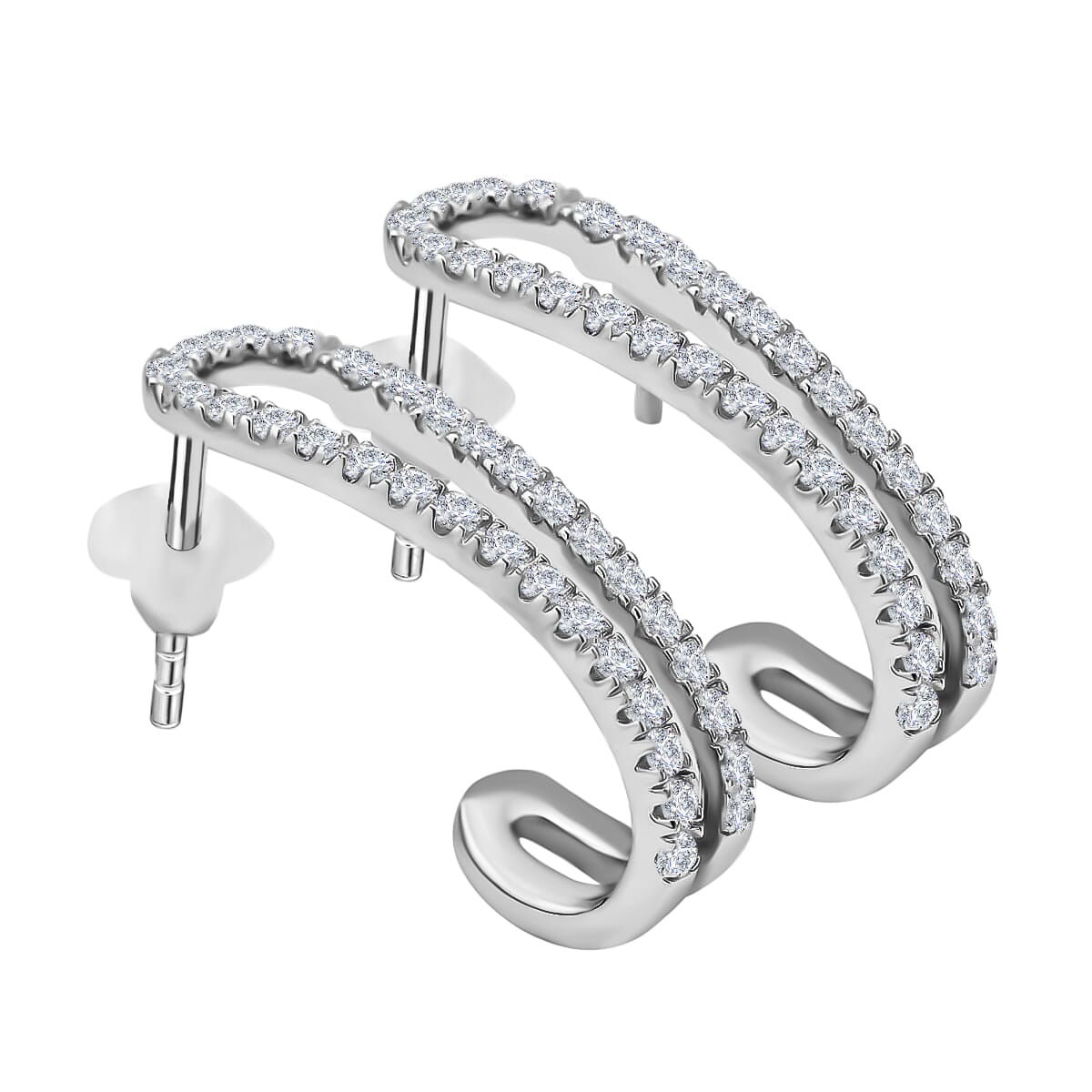 Simulated Pearl and Cubic Zirconia Drop Earrings Rhodium on Sterling Silver Simulated Pearl and Cubic Zirconia Drop Earrings Rhodium on Sterling Silver