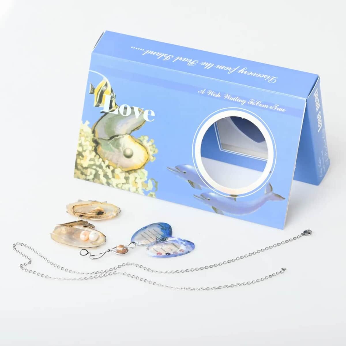 Love Wish Pearl Gift Set, Mystery Box Hidden Magic, Unique Experience with Freshwater Pearls and Oyster Cage Pendant Necklace in Rhodium Over Sterling Silver and Stainless Steel image number 0