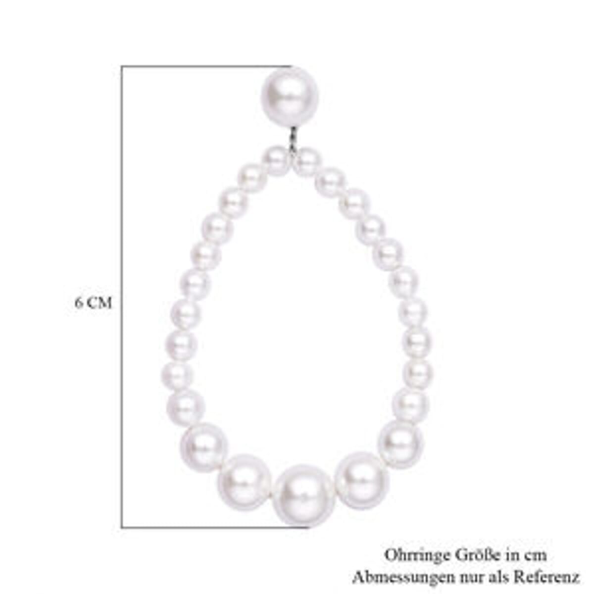 Shell Pearl 54.00 ctw Earrings in Stainless Steel image number 3
