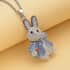 Multi Color Austrian Crystal Bunny Pendant Necklace 29-31 Inches in Silvertone image number 1