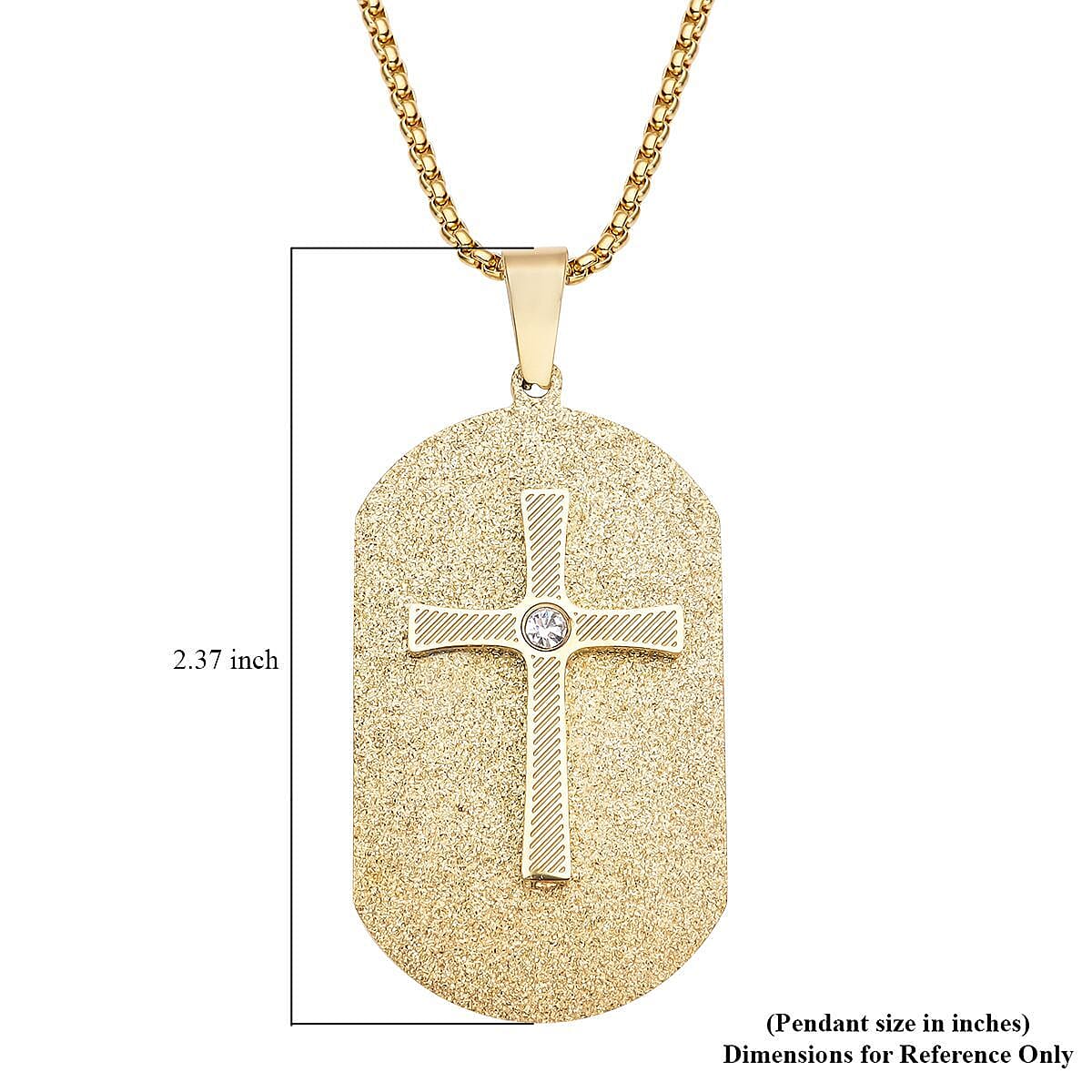 Austrian Crystal Men's Cross Pendant Necklace (24 Inches) in ION Plated YG Stainless Steel , Tarnish-Free, Waterproof, Sweat Proof Jewelry