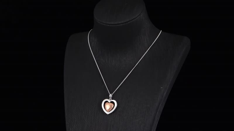 Marvelous Meteorites and White Zircon Heart Pendant Necklace 18 Inches in Rhodium Over Sterling Silver 0.30 ctw