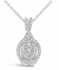 NY Closeout 10K White Gold G-H I2 Diamond Cluster Earrings and Pendant Necklace 18 Inches 4.75 Grams 1.00 ctw image number 1