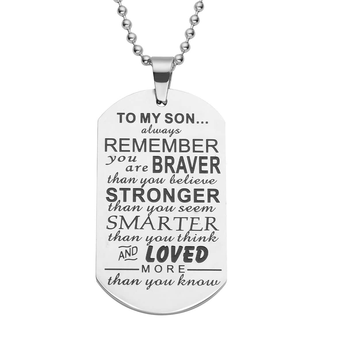 Lovely Message for Your Son Pendant Necklace 24 Inches in Stainless Steel image number 0