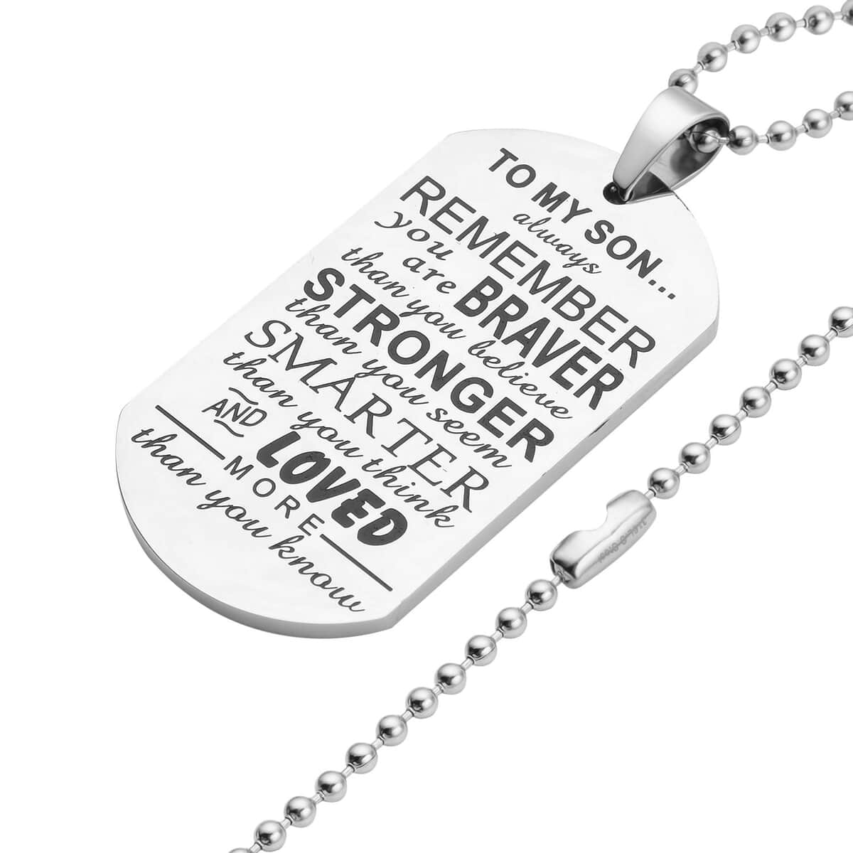 Lovely Message for Your Son Pendant Necklace 24 Inches in Stainless Steel image number 2