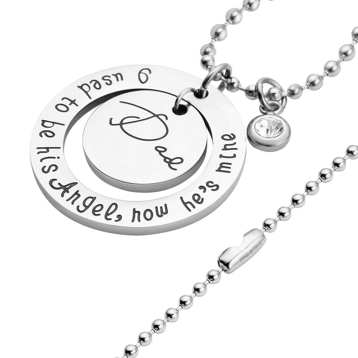 Austrian Crystal Round Pendant Necklace 24 Inches in Stainless Steel image number 2