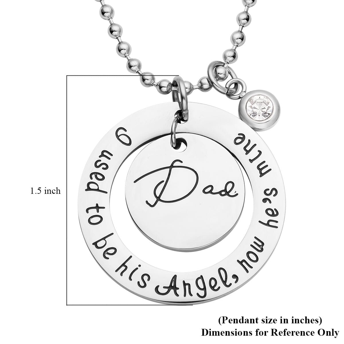 Austrian Crystal Round Pendant Necklace 24 Inches in Stainless Steel image number 3