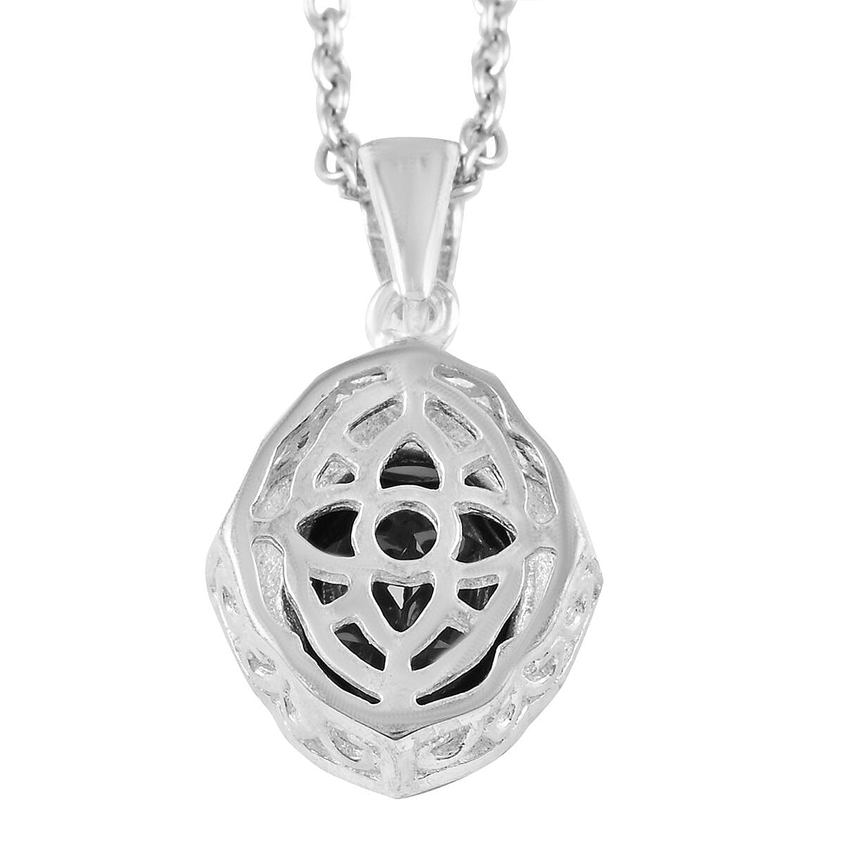 Thai Black Spinel Solitaire Pendant Necklace 20 Inches in Sterling Silver 3.25 ctw