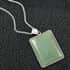 Green Aventurine Rectangle Frame Pendant Necklace 18 Inches in Silvertone 60.00 ctw image number 1