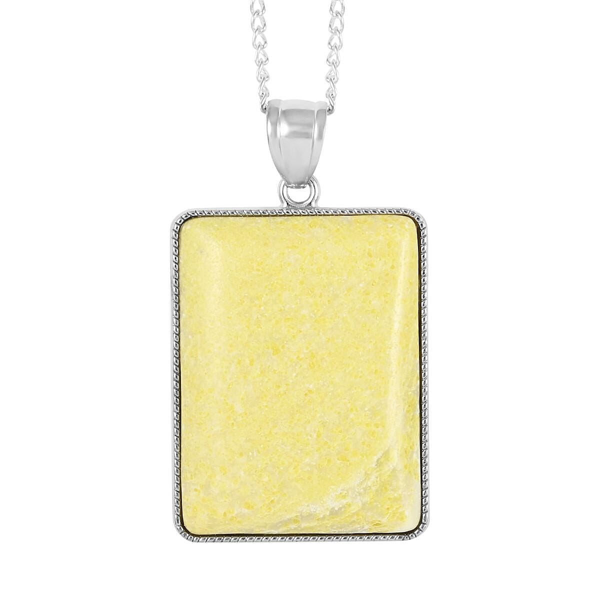 Pineapple Jasper Rectangle Frame Pendant Necklace 18 Inches in Silvertone 60.00 ctw image number 0