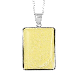 Pineapple Jasper Rectangle Frame Pendant Necklace 18 Inches in Silvertone 60.00 ctw
