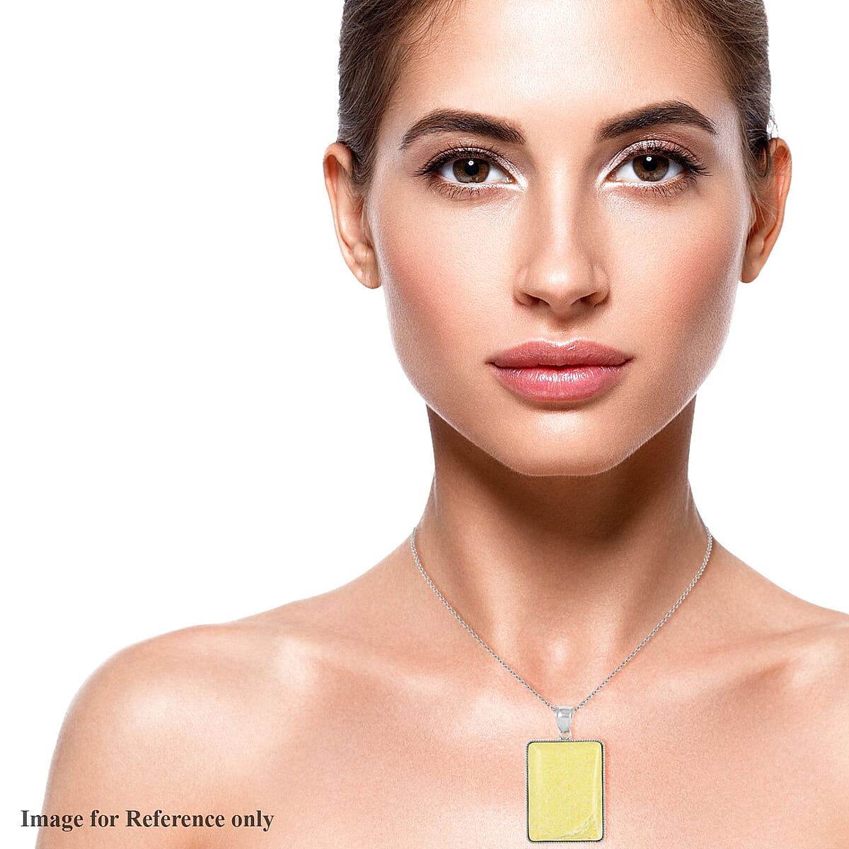 Pineapple Jasper Rectangle Frame Pendant Necklace 18 Inches in Silvertone 60.00 ctw image number 2