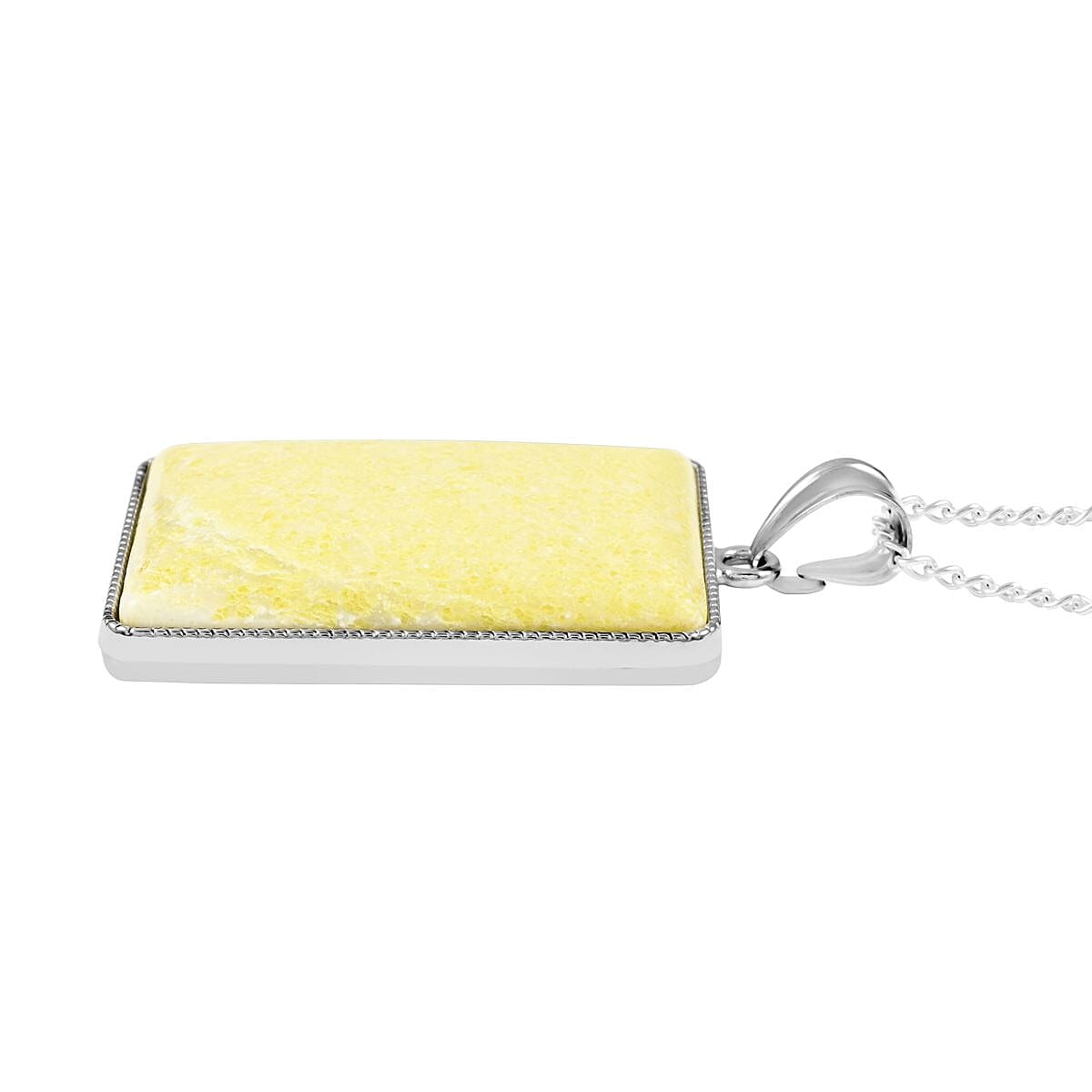 Pineapple Jasper Rectangle Frame Pendant Necklace 18 Inches in Silvertone 60.00 ctw image number 3