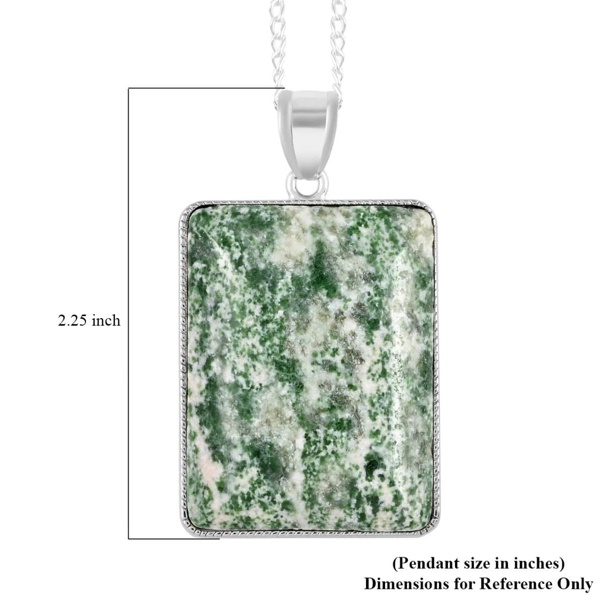 Green Agate Rectangle Frame Pendant Necklace 18 Inches in Silvertone 60.00 ctw image number 5